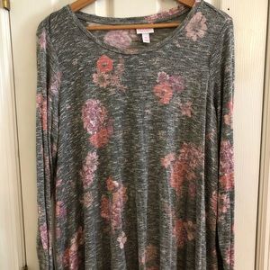 Asymmetrical Grey/Floral Sweater